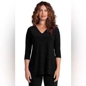 Sympli Nu Ideal V Neck Tunic Black 3/4 Sleeve Size 16